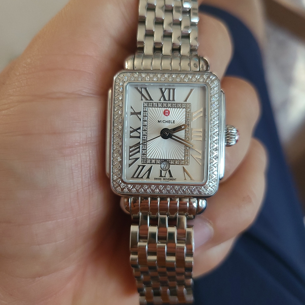 Michele Deco Madison Stainless Diamond Bezel And Dial Women's Watch